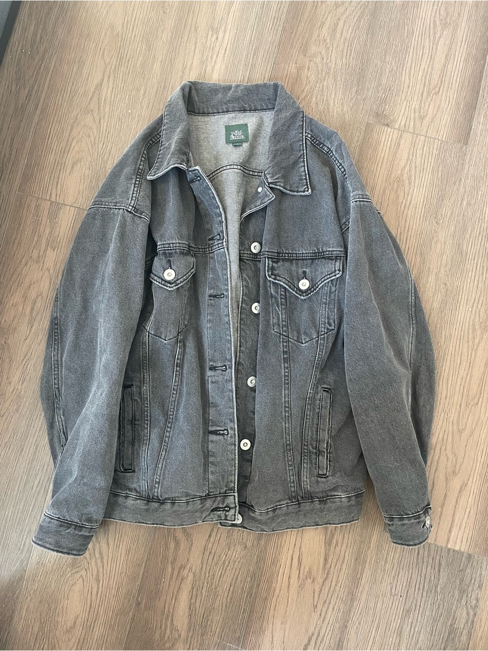 wild fable Washed Gray Denim Jacket - Button Front